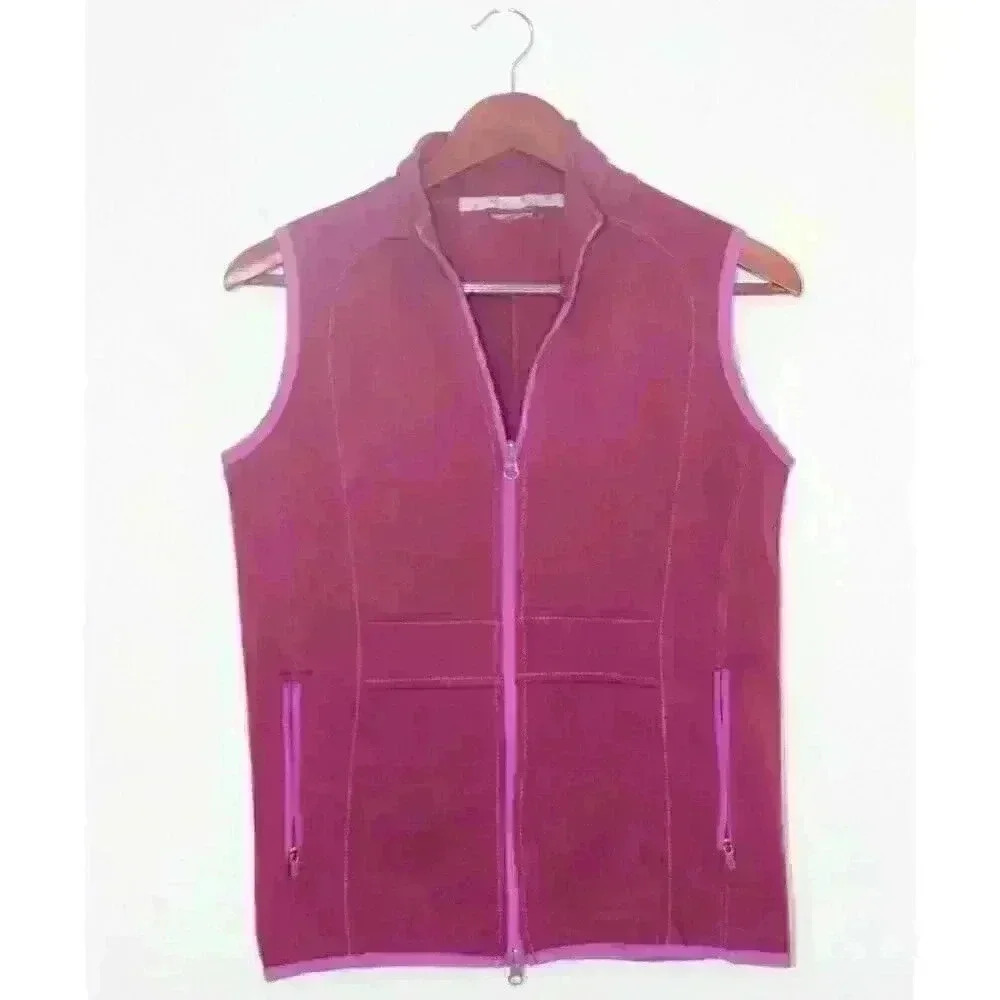 Athleta Athletic Fitted‎ Tailored Vest Full Zip Magenta 4 Pockets Women's Size S